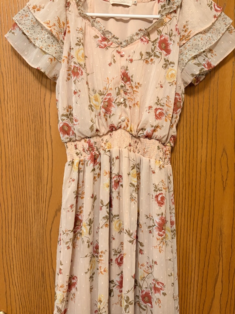 Floral ruffle Dress in Blush Pink